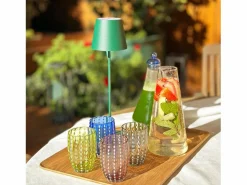Vaso Zafferano Perle - Vidrio Coloreado Soplado, 32 cl, Hecho a Mano - Juego de 2 Vasos Artesanos para Agua o Cócteles