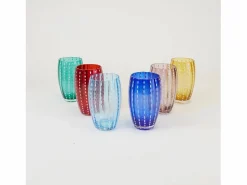 Sale Vaso Zafferano Perle Amatista - Vidrio Soplado Coloreado, 32 cl, Hecho a Mano - Juego de 2 Vasos Artesanos para Agua o Cócteles Violeta