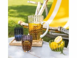 New Vaso Zafferano Perle Gris - Vidrio Coloreado Soplado, 32 cl, Hecho a Mano - Juego de 2 Vasos Artesanos para Agua o Cócteles Vaso