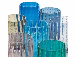 Vaso Zafferano Perle Lavanda - Vidrio Soplado Coloreado, 32 cl, Hecho a Mano - Juego de 2 Vasos Artesanos para Agua o Cócteles