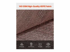 Velo de Sombra 90% SucceBuy, 244 x 366 cm, Red de Sombra PEHD 140 g/m², Ojales de Acero Inoxidable, Protección Solar/Paravientos, Exterior, Marrón Marru00f3n
