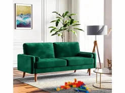 Outlet DripeX Velvet y sofá de terciopelo sólido - 3 Lugares - Carga máxima de 300 kg - 176x78x85cm Verde