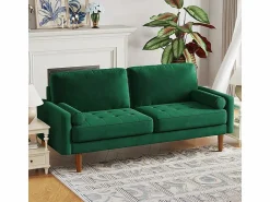 Outlet DripeX Velvet y sofá de terciopelo sólido - 3 Lugares - Carga máxima de 300 kg - 176x78x85cm Verde