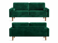 Outlet DripeX Velvet y sofá de terciopelo sólido - 3 Lugares - Carga máxima de 300 kg - 176x78x85cm Verde