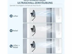 Ventilador con función de enfriamiento por agua, ventilador oscilante con nebulización, control remoto, 3 niveles de velocidad, tanque de 3 L