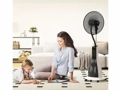 Ventilador con función de enfriamiento por agua, ventilador oscilante con nebulización, control remoto, 3 niveles de velocidad, tanque de 3 L