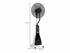 Discount Ventilador con función nebulizador 3L, 90W, 3 modos, temporizador, oscilante, ruedas, (44,5x38,5x120cm) Negro