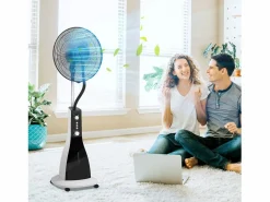 Discount Ventilador con función nebulizador 3L, 90W, 3 modos, temporizador, oscilante, ruedas, (44,5x38,5x120cm) Negro