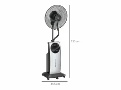 Ventilador con función nebulizador 90W, 3 modos, depósito de 31L, ruedas, mando a distancia, oscilante, (44,5x38,5x135cm) Negro