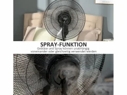 Ventilador con función nebulizador 90W, 3 modos, depósito de 31L, ruedas, mando a distancia, oscilante, (44,5x38,5x135cm) Negro
