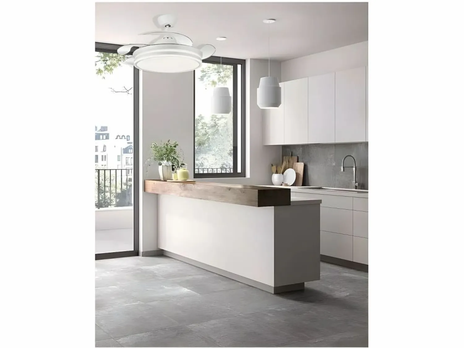 Discount AKUNADECOR Ventilador Dc Bayomo L Led Con Memoria De Color Blanco