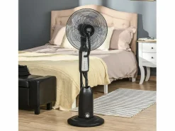 New Ventilador de pedestal 2 en 1 con nebulizador de 2,8 L, función de nebulización, de metal, 120 cm de altura, (44,5 x 44,5 x 120 cm) Negro