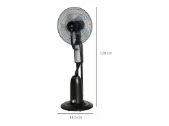 New Ventilador de pedestal 2 en 1 con nebulizador de 2,8 L, función de nebulización, de metal, 120 cm de altura, (44,5 x 44,5 x 120 cm) Negro