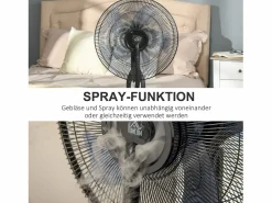 New Ventilador de pedestal 2 en 1 con nebulizador de 2,8 L, función de nebulización, de metal, 120 cm de altura, (44,5 x 44,5 x 120 cm) Negro