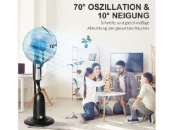 New Ventilador de pedestal 2 en 1 con nebulizador de 2,8 L, función de nebulización, de metal, 120 cm de altura, (44,5 x 44,5 x 120 cm) Negro