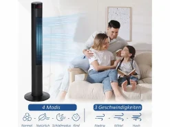 Discount Ventilador de pedestal 3 velocidades, oscilación 70°, temporizador 12H, 4 modos, control remoto, acero, (31,5x31,5x117cm) Aire Acondicionado, Ventilación