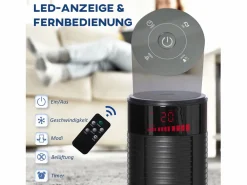 Discount Ventilador de pedestal 3 velocidades, oscilación 70°, temporizador 12H, 4 modos, control remoto, acero, (31,5x31,5x117cm) Aire Acondicionado, Ventilación