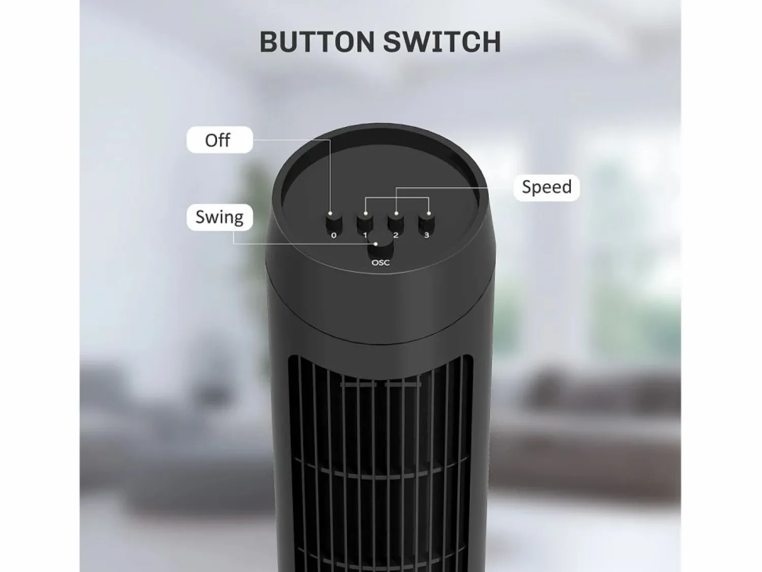 Ventilador de pedestal 3 velocidades, oscilación 70°, diseño compacto, 45 W, ABS, (31,5x31,5x117cm)