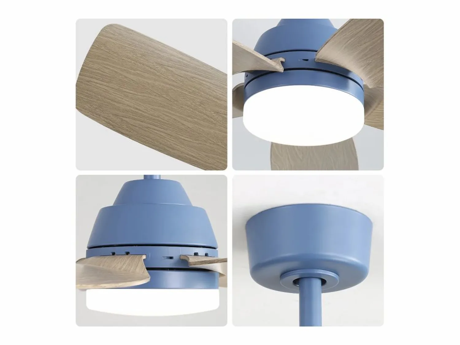 Ventilador de techo 42" con luz LED 22W, 5 aspas de ABS, control remoto, , para dormitorio, sala, comedor y oficina (106,6x106,6x46,5cm) Azul