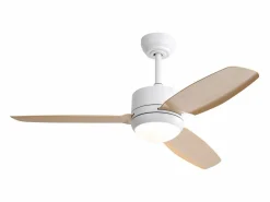 Ventilador de techo 46" con luces, 3 aspas de ABS, motor CC 6 velocidades, control remoto, para dormitorio, sala y oficina (116,8x116,8x54cm)