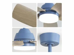 Outlet Ventilador de techo oscuro de 42 pulgadas - Ventilador de techo con luz LED y 5 aspas de ABS - para dormitorio y sala de estar Azul