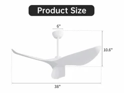 Ventilador de techo de 38 pulgadas - Ventilador de techo de 6 velocidades con control remoto - Para dormitorio y sala de estar