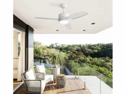 OKWISH Ventilador de techo - Ventilador de techo para sala de estar con 6 velocidades y 3 aspas de ABS - Iluminación LED Blanco