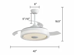 Best Ventilador de techo de 2 pulgadas - Ventilador de techo con iluminación LED y reproductor de música Bluetooth - para sala de estar y dormitorio Aire Acondicionado, Ventilación