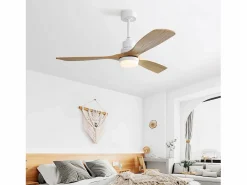 Ventilador de Techo - Ventilador de Techo con Luz LED y Control Remoto de 6 Velocidades - 3 aspas de madera - para Sala de estar