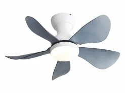 Best Ventilador de techo con iluminación LED integrada, 5 palas de ABS transparente, motor DC, montaje empotrado (73,66x73,66x29,97cm) Blanco