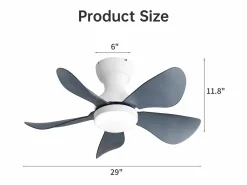 Best Ventilador de techo con iluminación LED integrada, 5 palas de ABS transparente, motor DC, montaje empotrado (73,66x73,66x29,97cm) Blanco