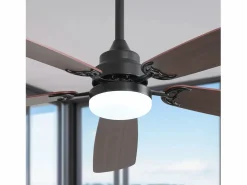 Ventilador de techo clásico de 52 pulgadas con iluminación LED regulable, 5 aspas, 6 velocidades y control remoto, motor de CC, MDF, (132 x 132 x 49 cm)