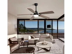 Ventilador de techo clásico de 52 pulgadas con iluminación LED regulable, 5 aspas, 6 velocidades y control remoto, motor de CC, MDF, (132 x 132 x 49 cm)