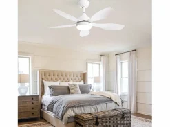 New Ventilador de techo con luz, mando a distancia, 6 velocidades, motor DC reversible, ABS, (106,6x106,6x47,5 cm) Aire Acondicionado, Ventilación