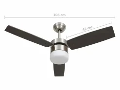 Online vidaxl Ventilador de techo con luz con mando marrón oscuro 108 cm Marru00f3n