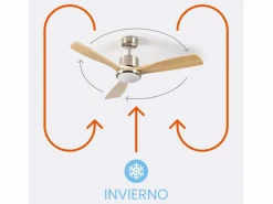 DAYRON Ventilador de Techo con Luz 3 Aspas 56W 6 Velocidades Alaska Madera Natural