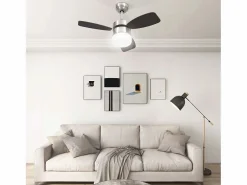 Online Ventilador de techo con luz con mando marrón oscuro 76 cm ES392597 Aire Acondicionado, Ventilación