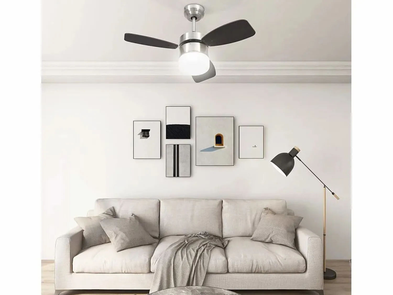 Online Ventilador de techo con luz con mando marrón oscuro 76 cm ES392597 Aire Acondicionado, Ventilación