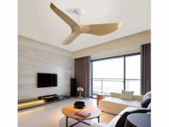 OKWISH Ventilador de techo de 52" - Con control remoto de 6 velocidades - 3 aspas de ABS - Color madera Color natural claro