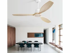 OKWISH Ventilador de techo de 52" - Color madera con control remoto de 6 velocidades - Para patio y sala
