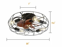 Outlet OKWISH Ventilador de techo de 20" - Ventilador de techo interior de 7 aspas con bombilla - Control remoto de 6 velocidades Marru00f3n chocolate