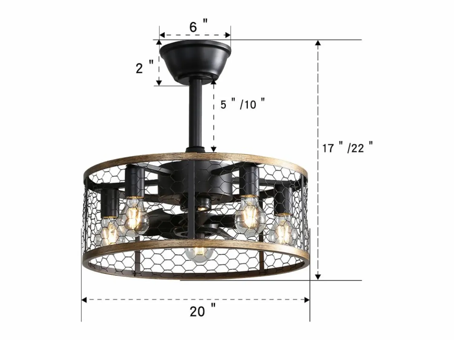 Hot Ventilador de techo de 50,8 cm con 7 aspas, luz y control remoto, motor CC reversible, color Aire Acondicionado, Ventilación