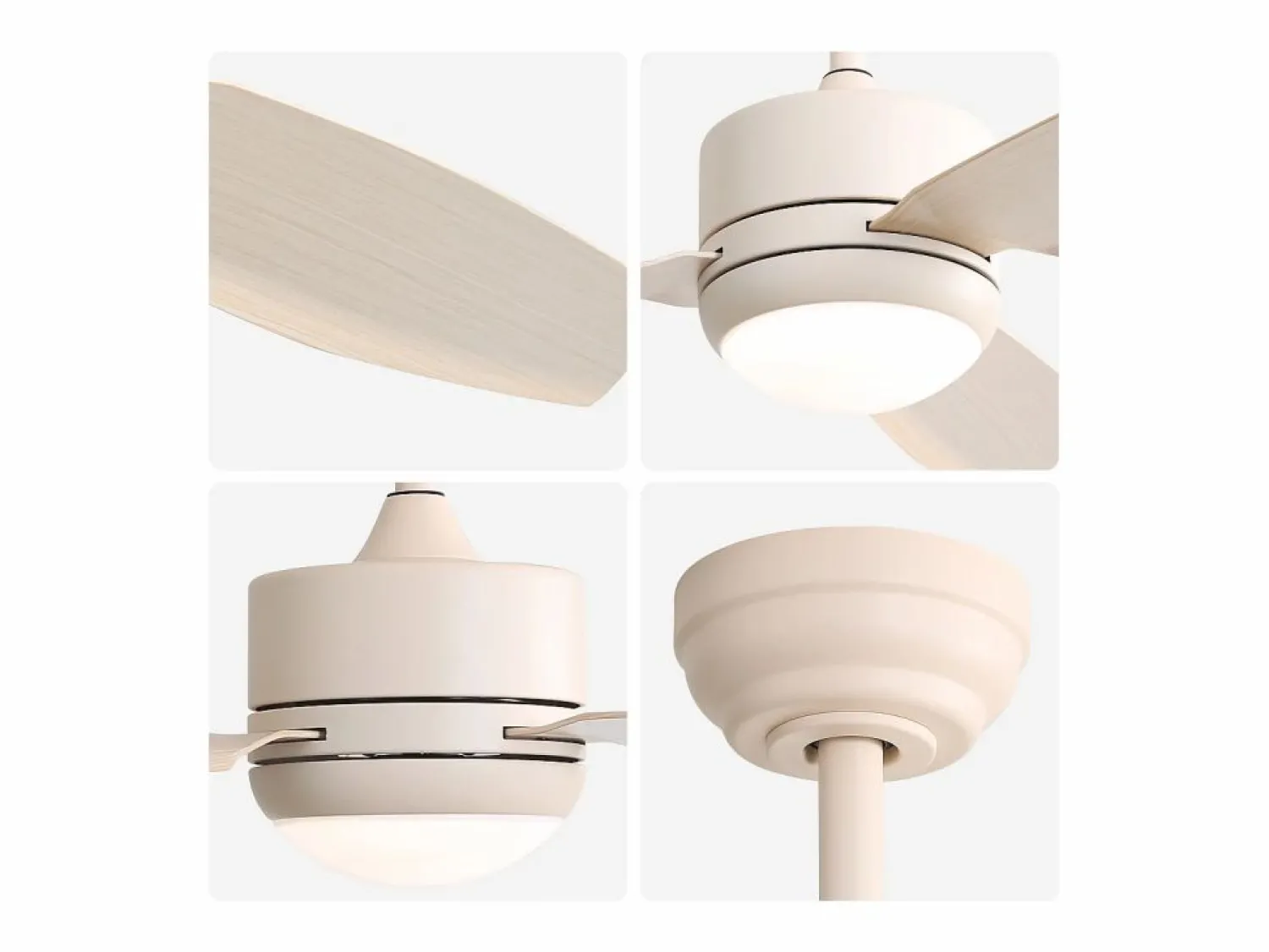 OKWISH Ventilador de techo de 117 cm - Ventilador de techo para sala de estar con 6 velocidades y 3 aspas de ABS - Iluminación LED