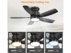 Ventilador de techo de 42 pulgadas con iluminación LED de 18 W, control remoto, 5 aspas de ABS, motor CC reversible, color (106,68 x 106,68 x 23,11 cm)