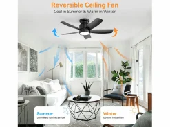 Ventilador de techo de 42 pulgadas con iluminación LED de 18 W, control remoto, 5 aspas de ABS, motor CC reversible, color (106,68 x 106,68 x 23,11 cm)