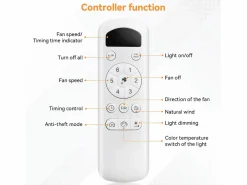 Ventilador de techo de 42 pulgadas con iluminación LED de 18 W, control remoto, 5 aspas de ABS, motor CC reversible, color (106,68 x 106,68 x 23,11 cm)