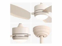 Discount Ventilador de techo de 46 pulgadas con luces, 3 aspas de ABS, motor de CC de 6 velocidades, control remoto, (116,8 x 116,8 x 54 cm) Blanco roto