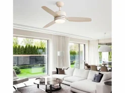 Discount Ventilador de techo de 46 pulgadas con luces, 3 aspas de ABS, motor de CC de 6 velocidades, control remoto, (116,8 x 116,8 x 54 cm) Blanco roto