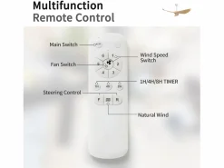 Ventilador de techo de 52 pulgadas - Ventilador de techo con 3 aspas de ABS y control remoto de 6 velocidades - para sala de estar