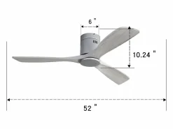 Outlet Ventilador de techo de 52 pulgadas - Ventilador de techo de 3 aspas con control remoto - 6 velocidades - para sala de estar y dormitorio Plateado